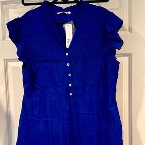 Soft Surroundings blue gauze cotton dress 1x NWT